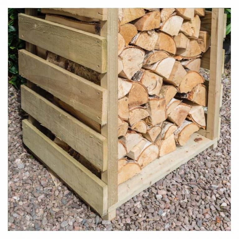 Natural Timber Narrow Log Store With Shelf - Pure Garden Buildings