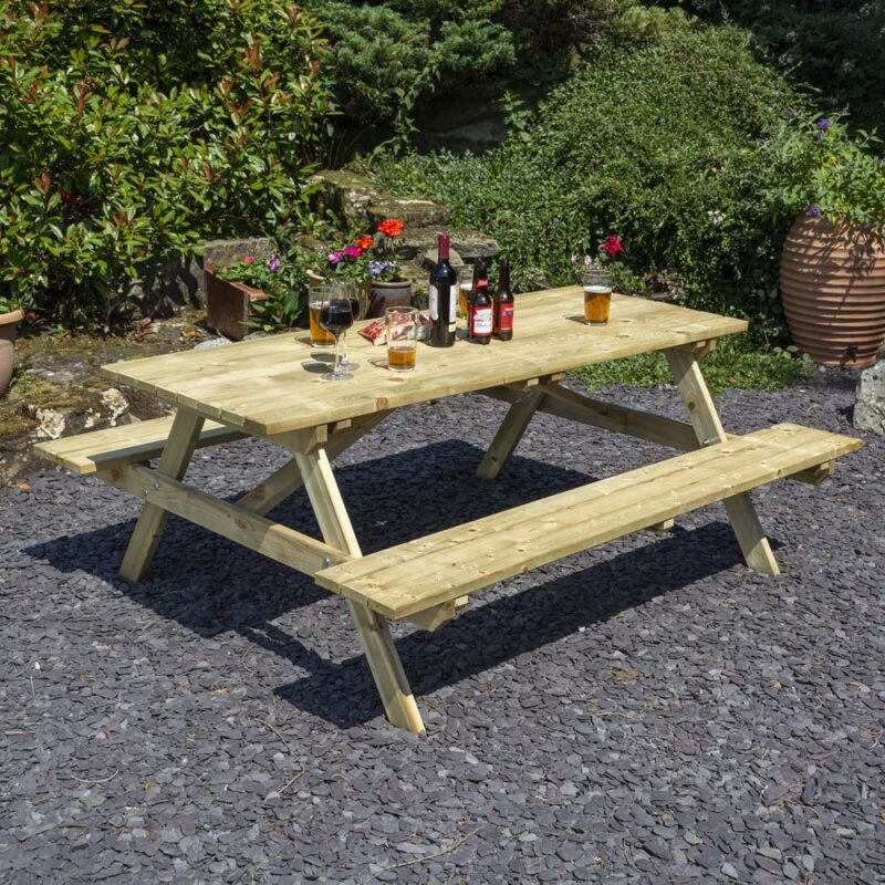 Garden Outdoor 6ft Picnic Bench Table 6 Seater Patio Dining