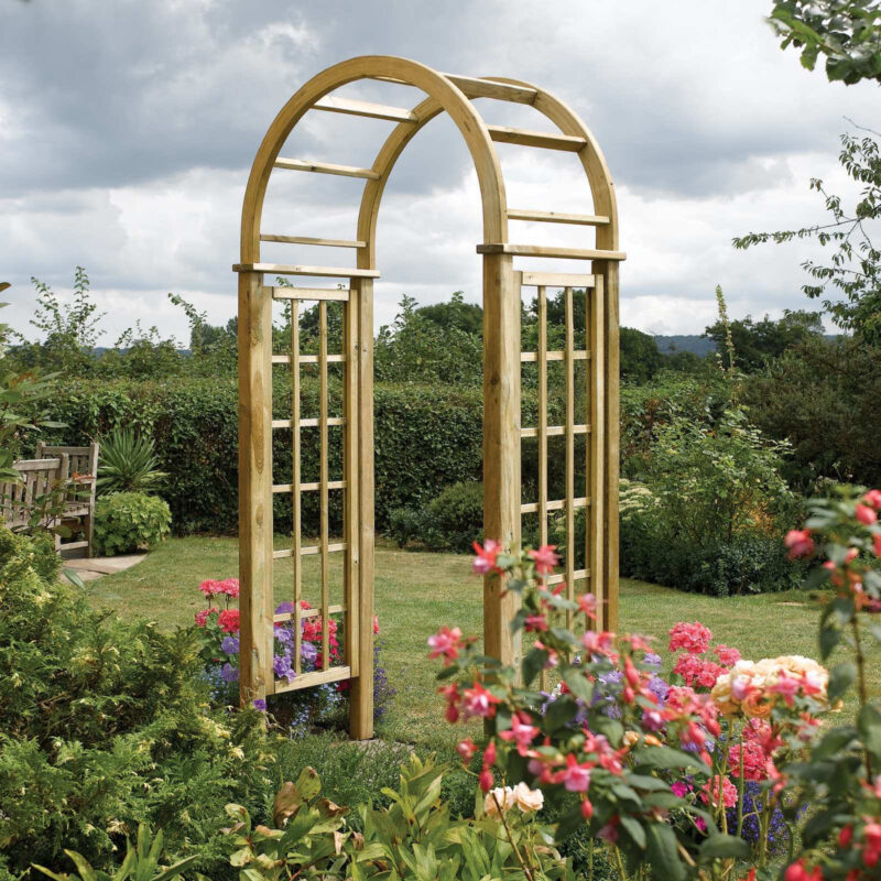 Wooden Garden Heavy Duty Round Top Trellis Arch