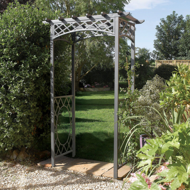 Wrenbury Pergola Roof Grey Metal Garden Arch