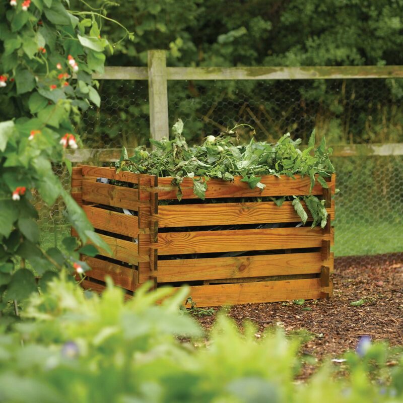Rowlinson Wooden Budget Composter - Natural Timber Garden Compost Bin (1m x 1m)