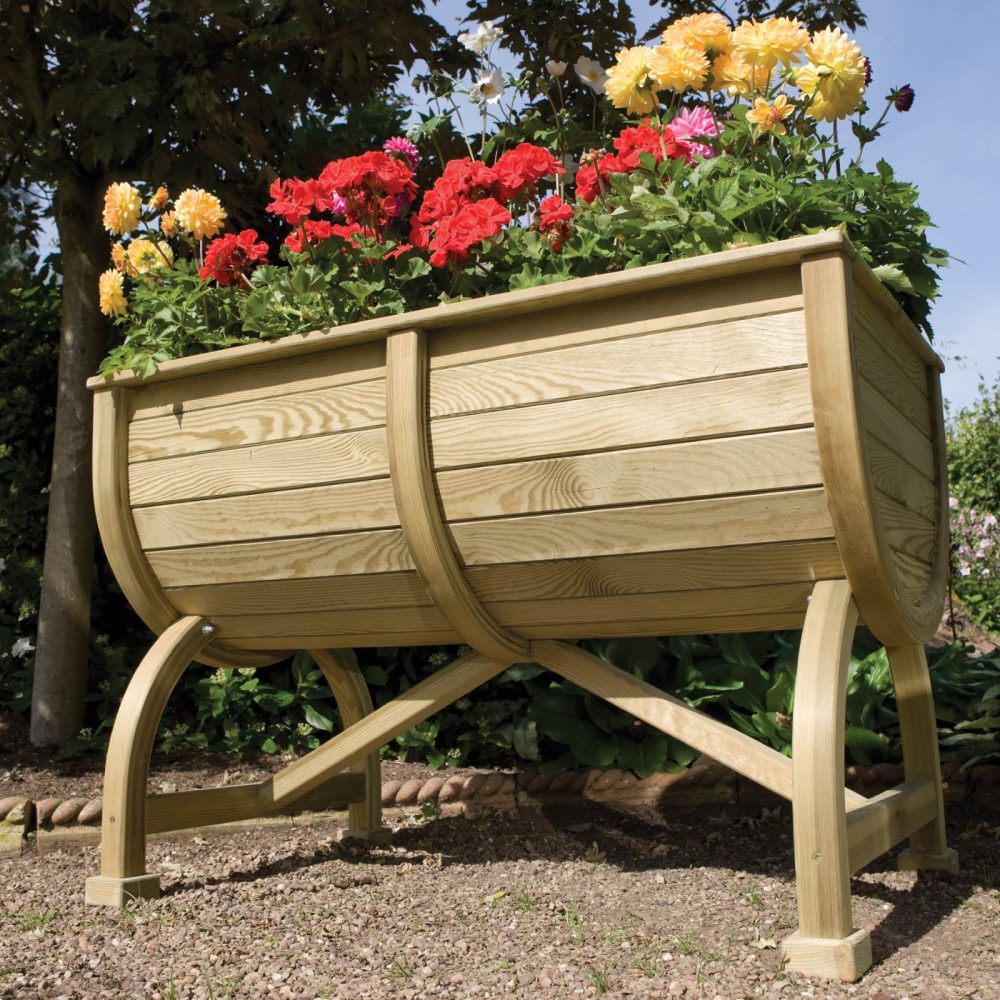 Marberry Barrel Wooden Garden Planter - Image 2