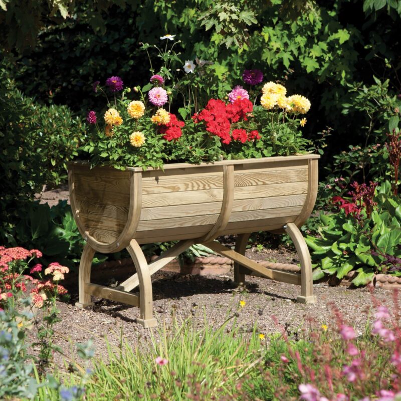 Marberry Barrel Wooden Garden Planter