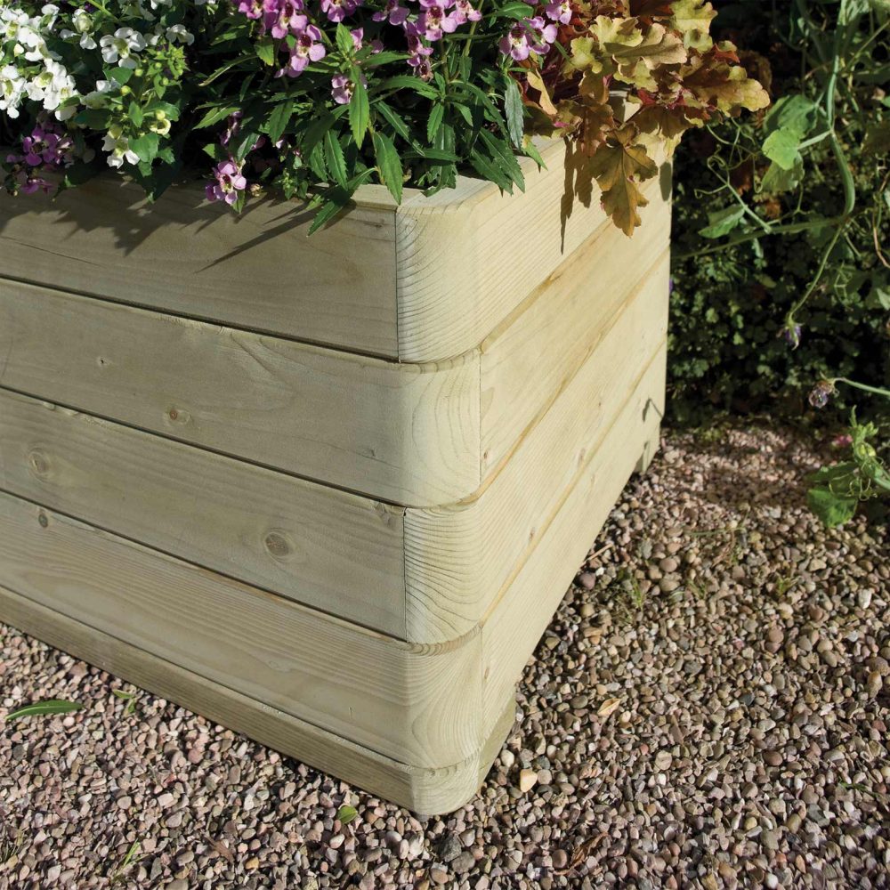 Rowlinson Marberry Rectangular Wooden Planter - Outdoor Raised Garden Flower Bed - Image 3