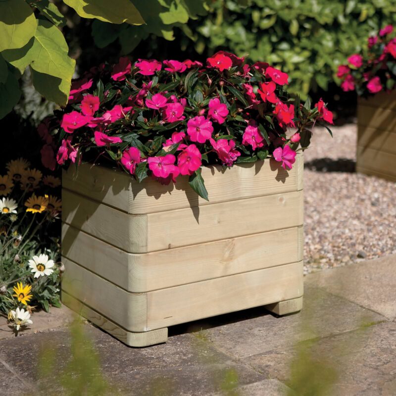Rowlinson Marberry Square Planter - Wooden Garden Raised Flower Bed
