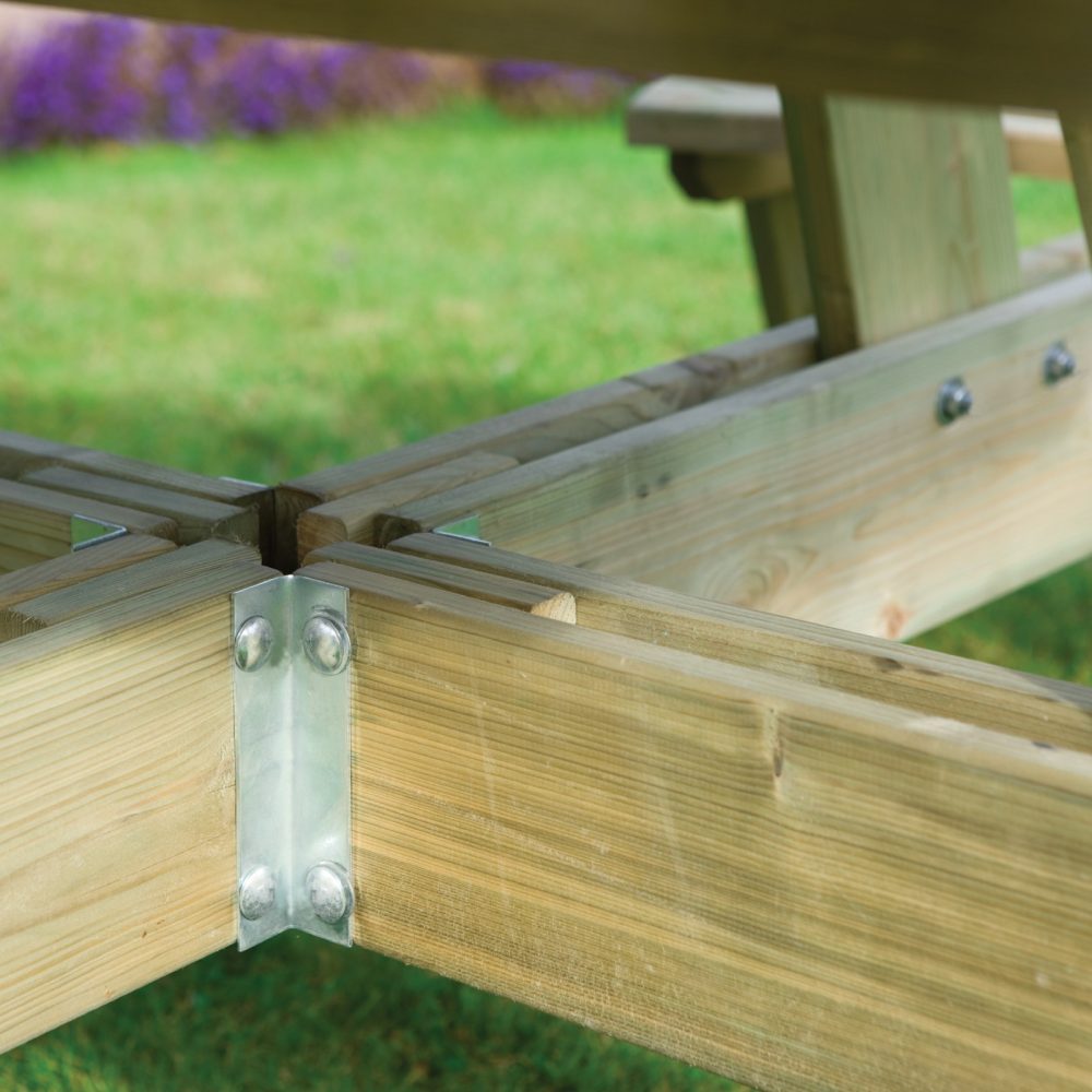 Round Timber Garden 8 Seater Picnic Table - Image 4