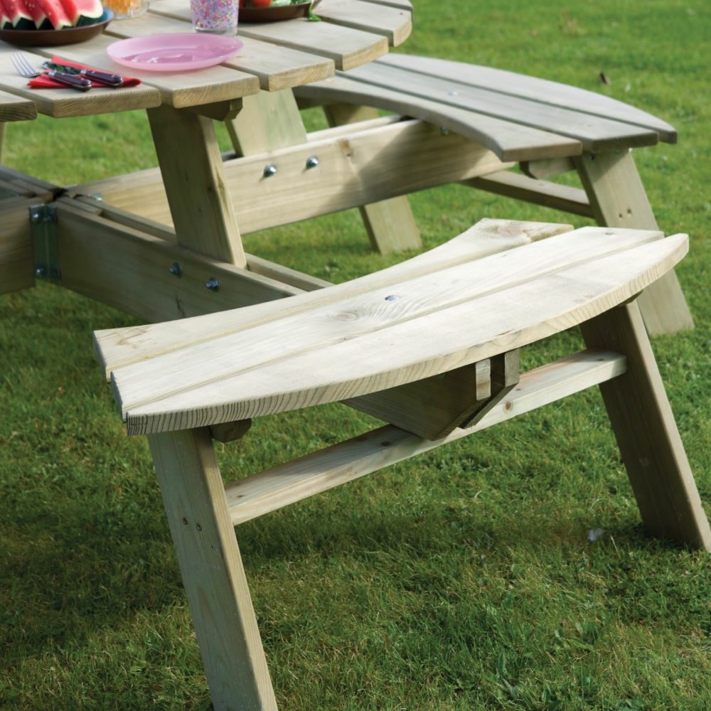 Round Timber Garden 8 Seater Picnic Table - Image 2
