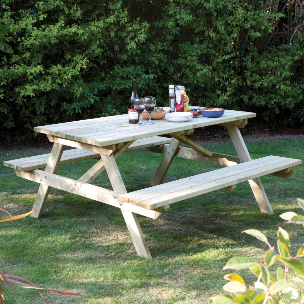 Garden 5ft Picnic 6 Seater Bench Table