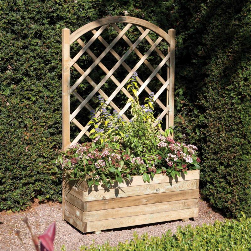 Rectangular Wooden Garden Planter & Lattice