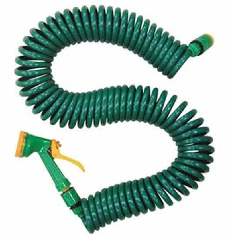 30m 100Ft Coil Garden Watering Hose with Adjustable Spray Head