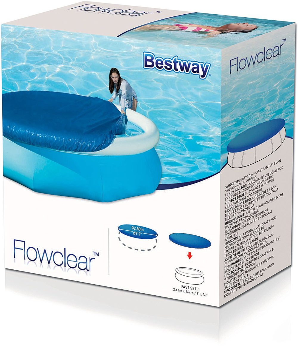 Bestway 8 Foot Fast Set Pool Cover Swimming Debris Tarpaulin Protector