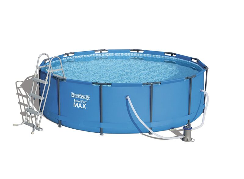 Bestway 12ft Foot x 39.5 Inch Steel Frame Pro Max Swimming Pool Set Pump Ladder