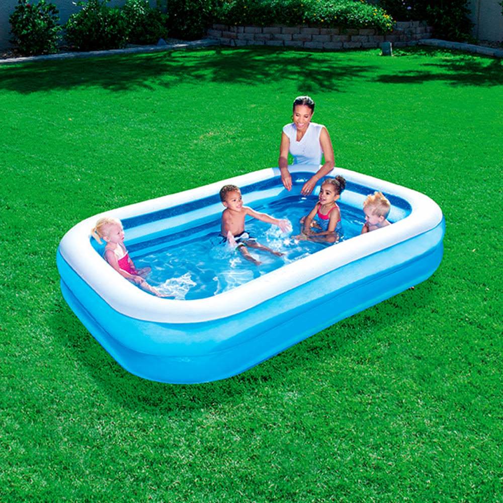 Bestway Large Inflatable Family Pool 8 Foot Blue and White Paddling Garden