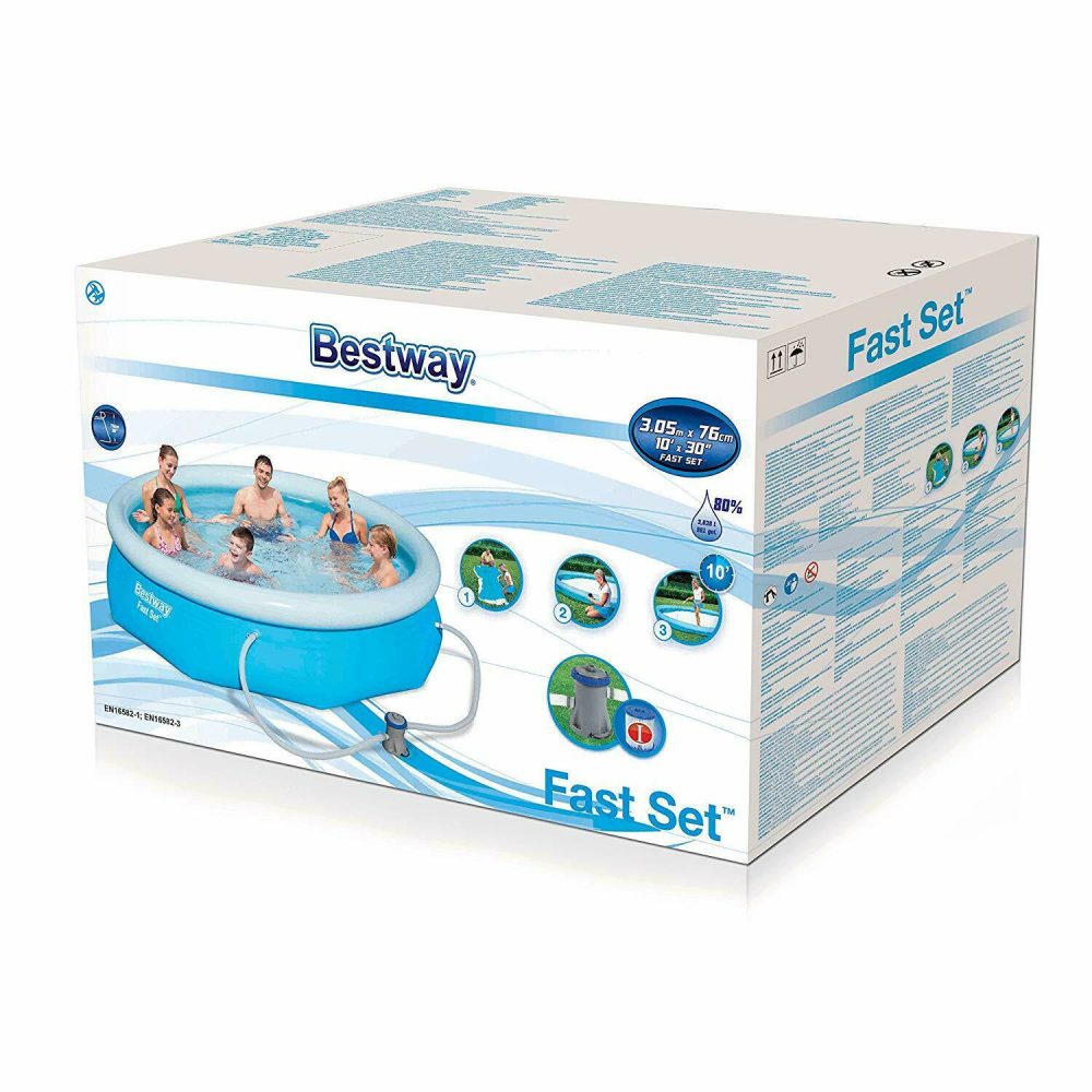 Bestway 10 Ft x 30 Inch Fast Set Pool Pump Swimming Paddling Garden - Image 6