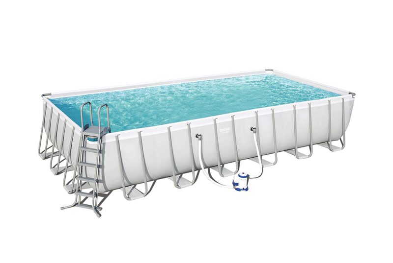 Bestway 24 x 12Ft Power Steel Rectangular Frame Swimming Pool Set