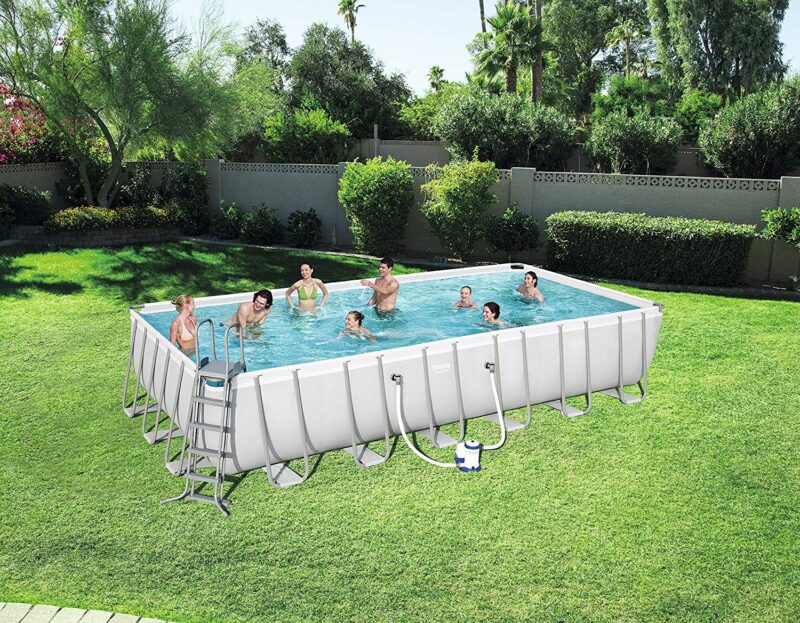 Bestway 24 x 12Ft Power Steel Rectangular Frame Swimming Pool Set ...