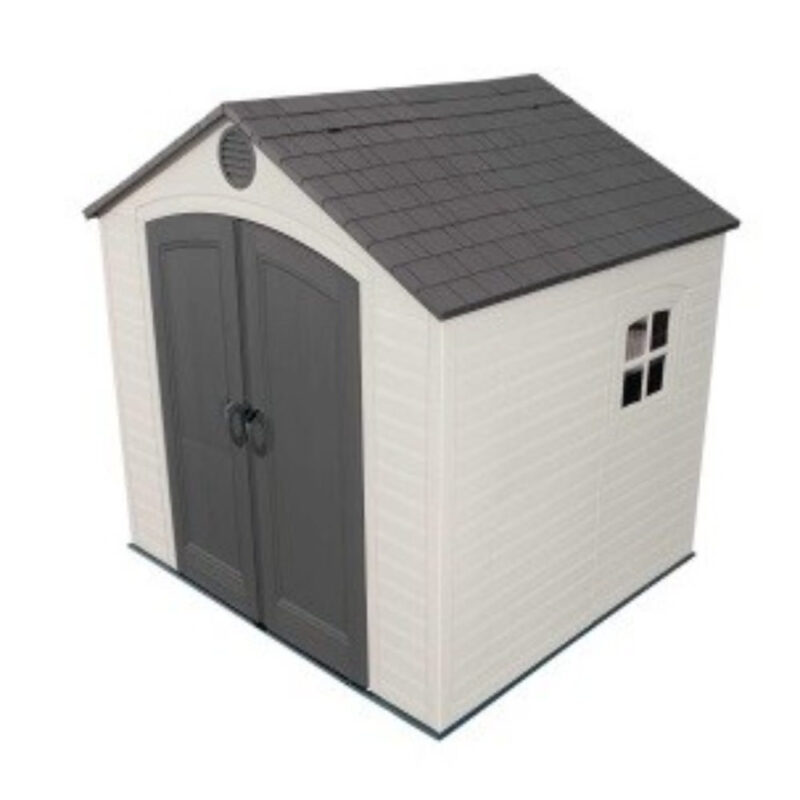 Lifetime Special Edition 8x7.5 Heavy Duty Plastic Shed Tan and Brown Apex Roof