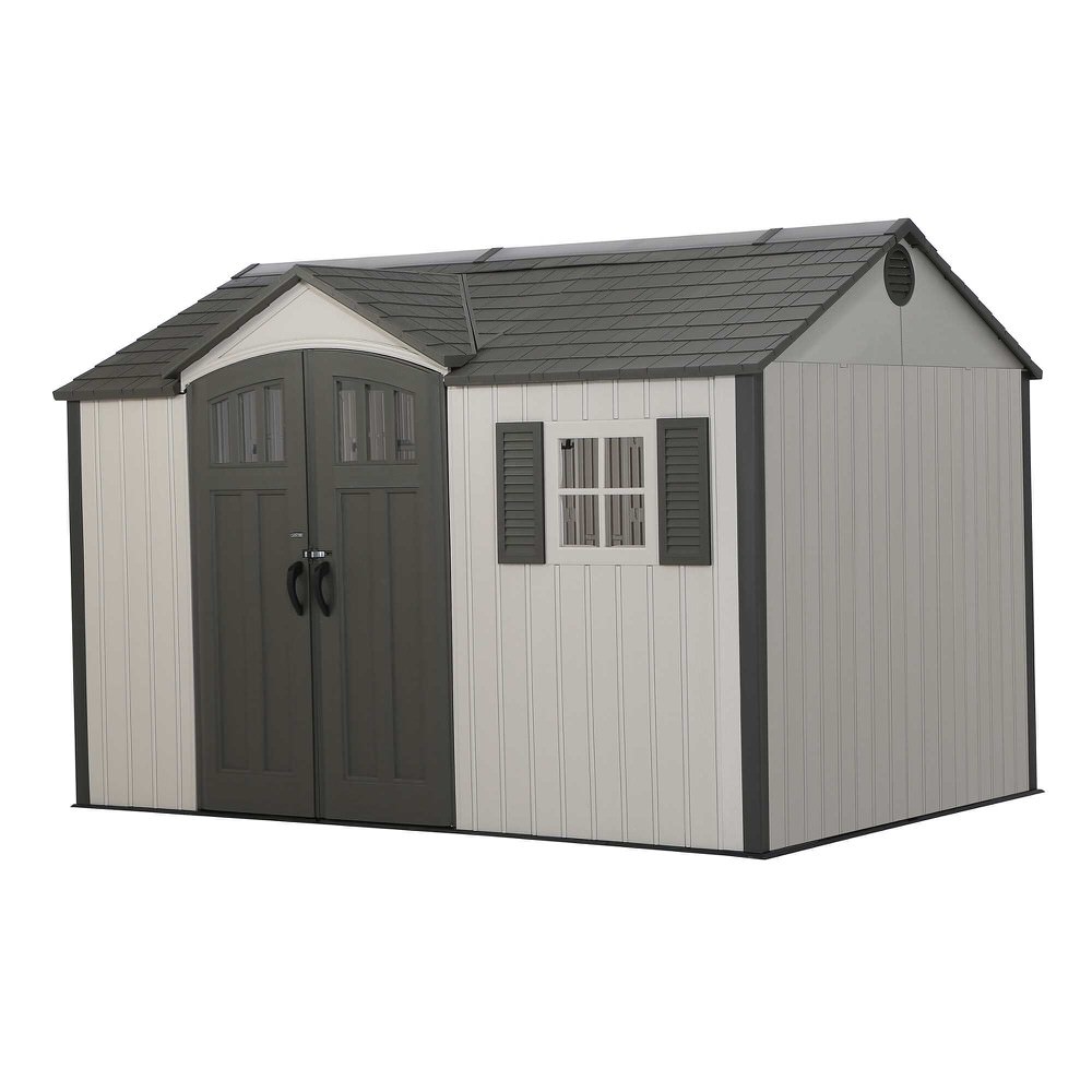 lifetime 12.5 x 8 single entrance plastic shed apex roof