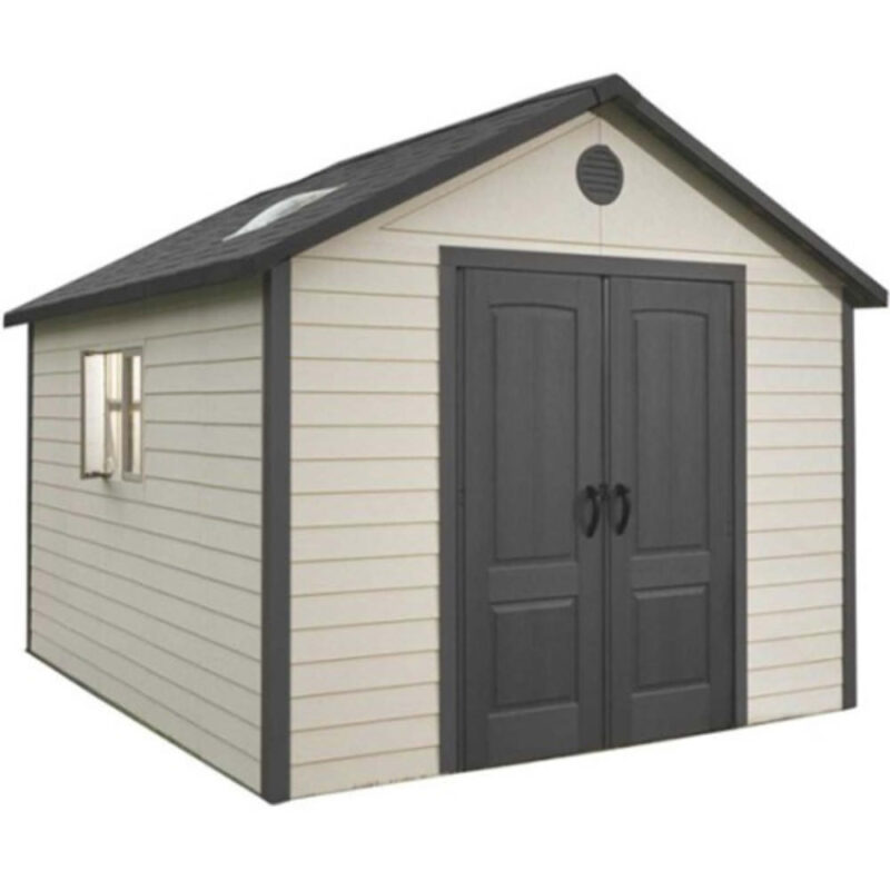Lifetime Premium Quality 11x11 Heavy Duty Plastic Shed Desert Apex Roof - 10 Year Warranty