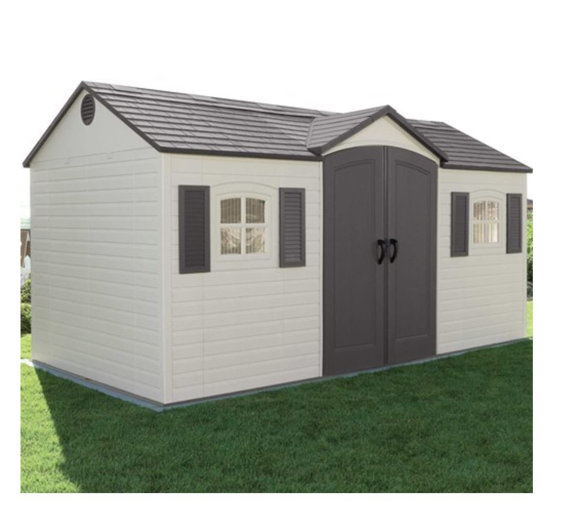 Lifetime Single Entrance 15 x 8 Plastic Shed - Pure Garden 