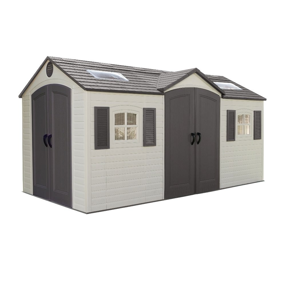 Lifetime Double Entrance15x8 Plastic Shed Pure Garden Buildings