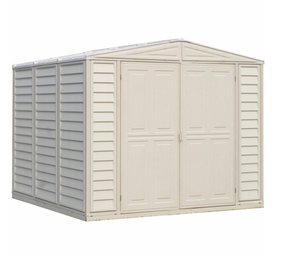 Saffron 8x8 plastic apex vinyl storage shed (includes a foundation kit ...