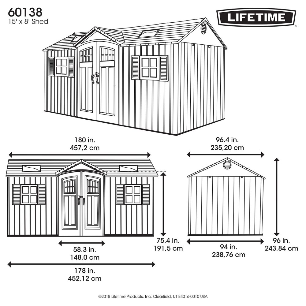 Lifetime Single Entrance 15 x 8 Plastic Shed - Image 5