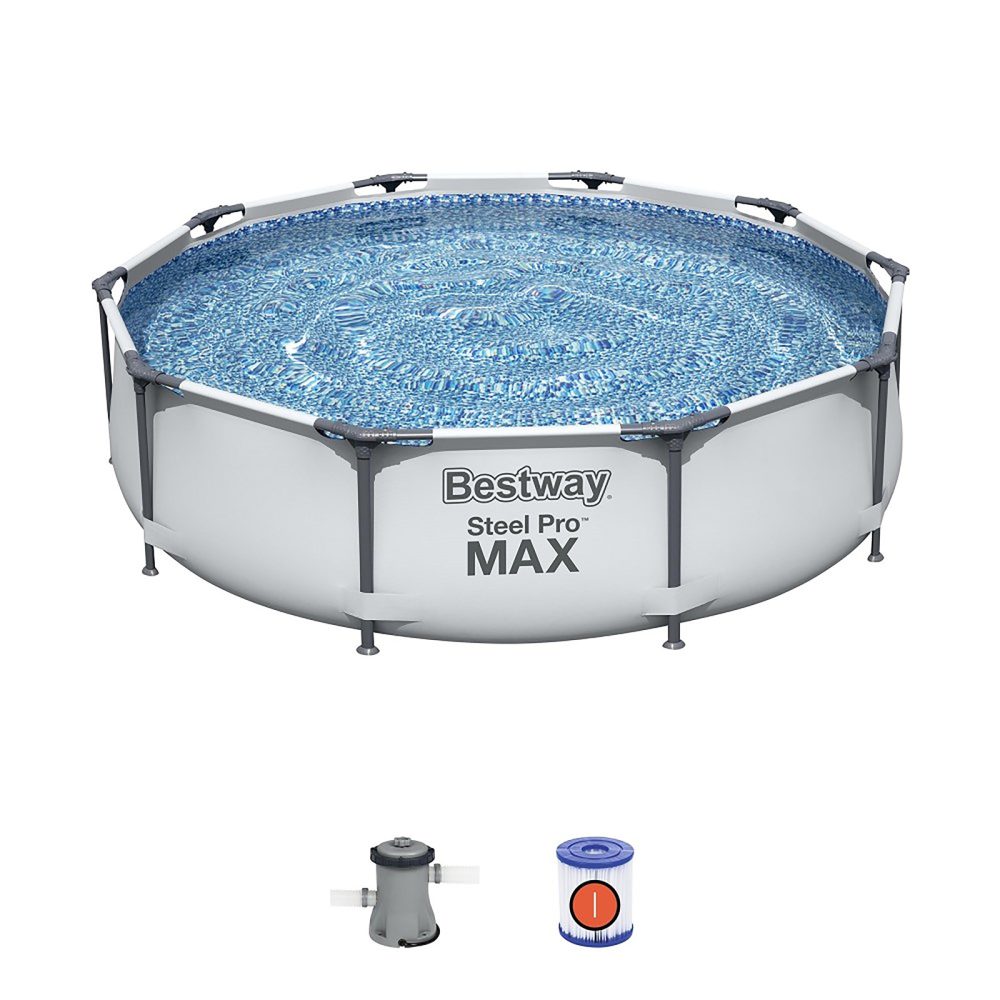 Bestway 10ft x 30in Steel Pro Frame Pool Set - Outdoor Pump Swimming Summer Garden - Image 2