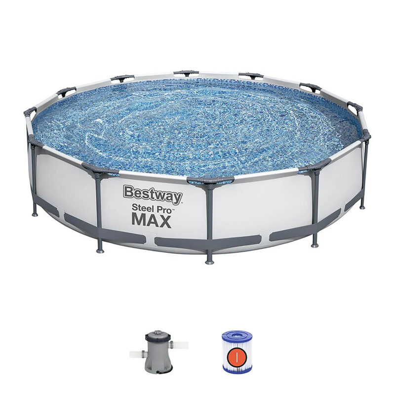 Bestway 12ft x 30 inch Steel Frame Pro Max Pool Set with Pump - Garden Swimming