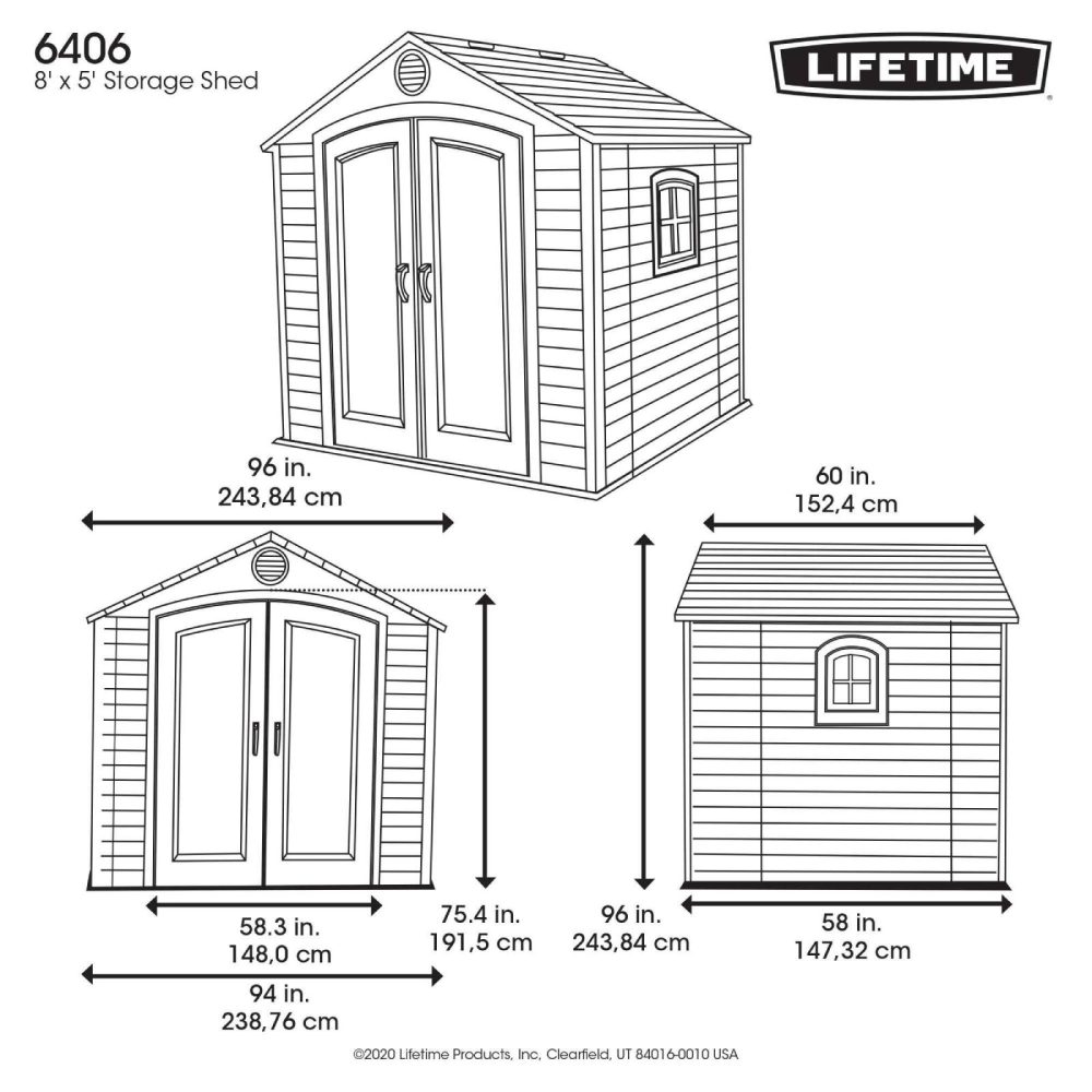 Lifetime Premium quality 8x5 Heavy Duty Plastic Shed Apex Roof - Image 3