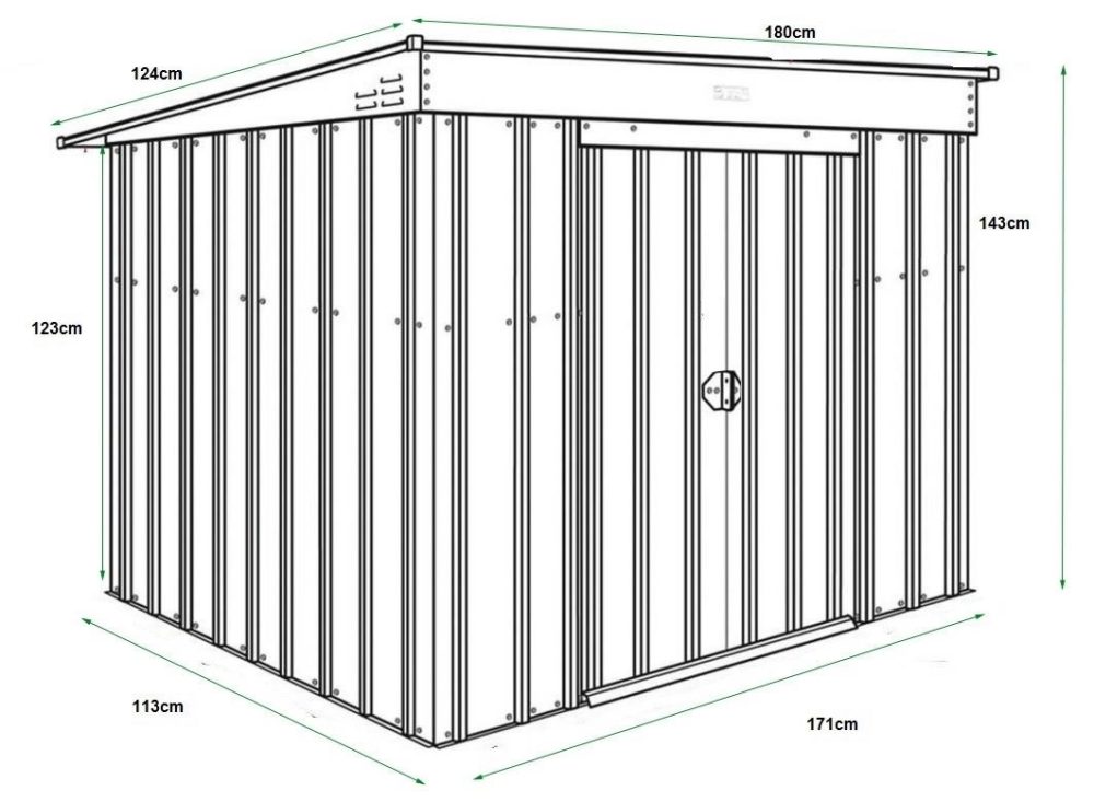 Lotus 6x4 Low Pent Metal Steel Garden Shed 15 Year Guarantee - Image 3