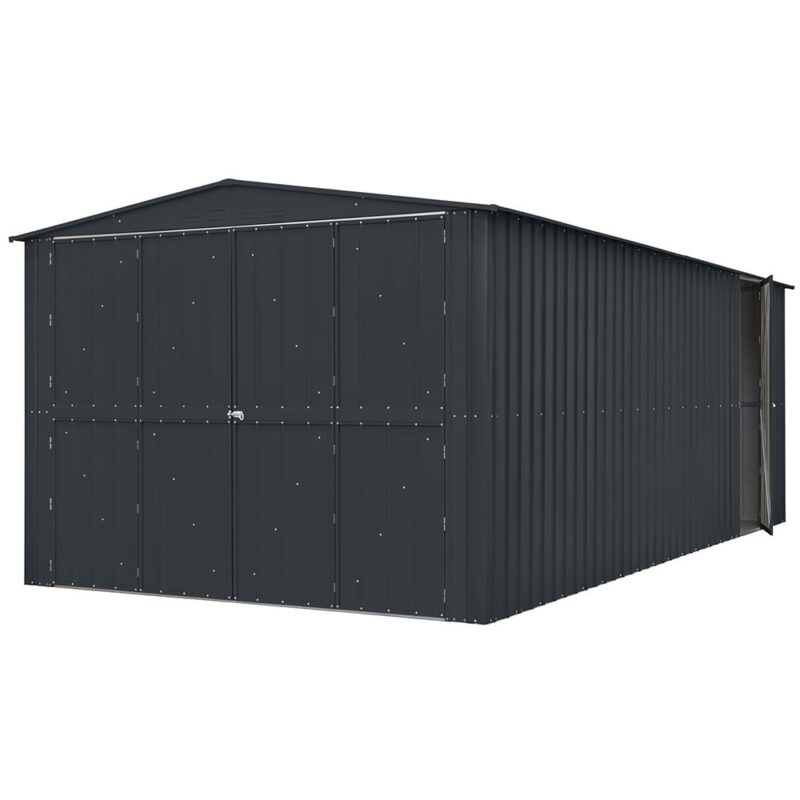 Lotus 10x19 Metal Double Hinged Metal Garage Anthracite Grey
