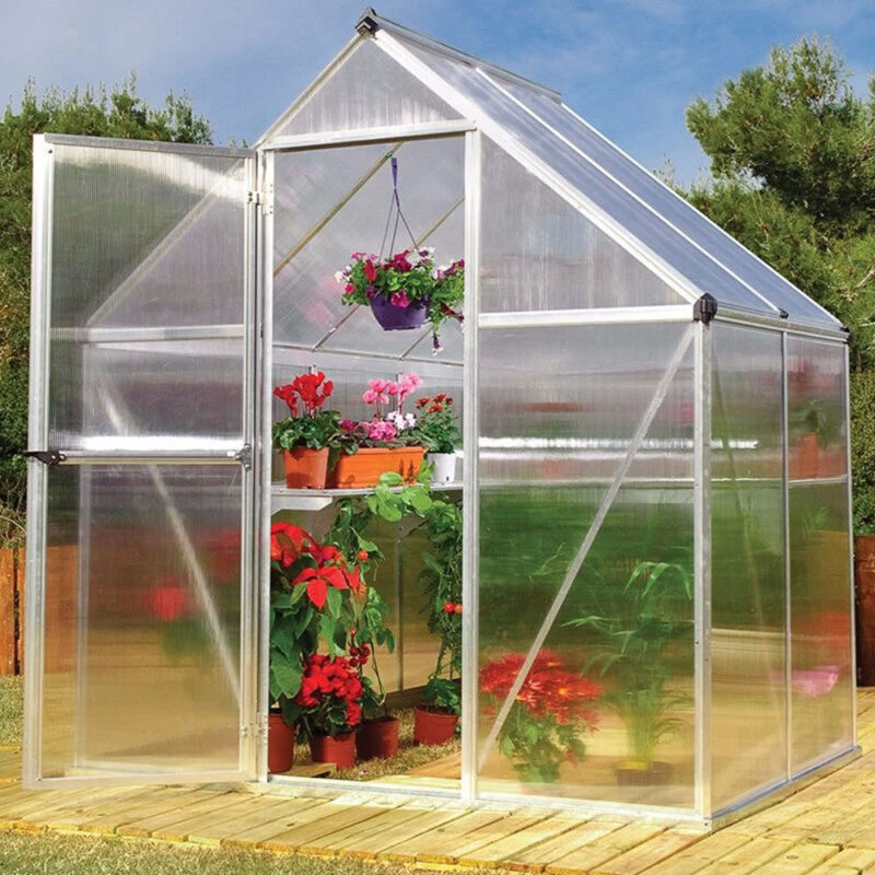 Palram Canopia Mythos Greenhouse in Grey or Silver (Sizes 6x4, 6x6, 6x8 & 6x10)