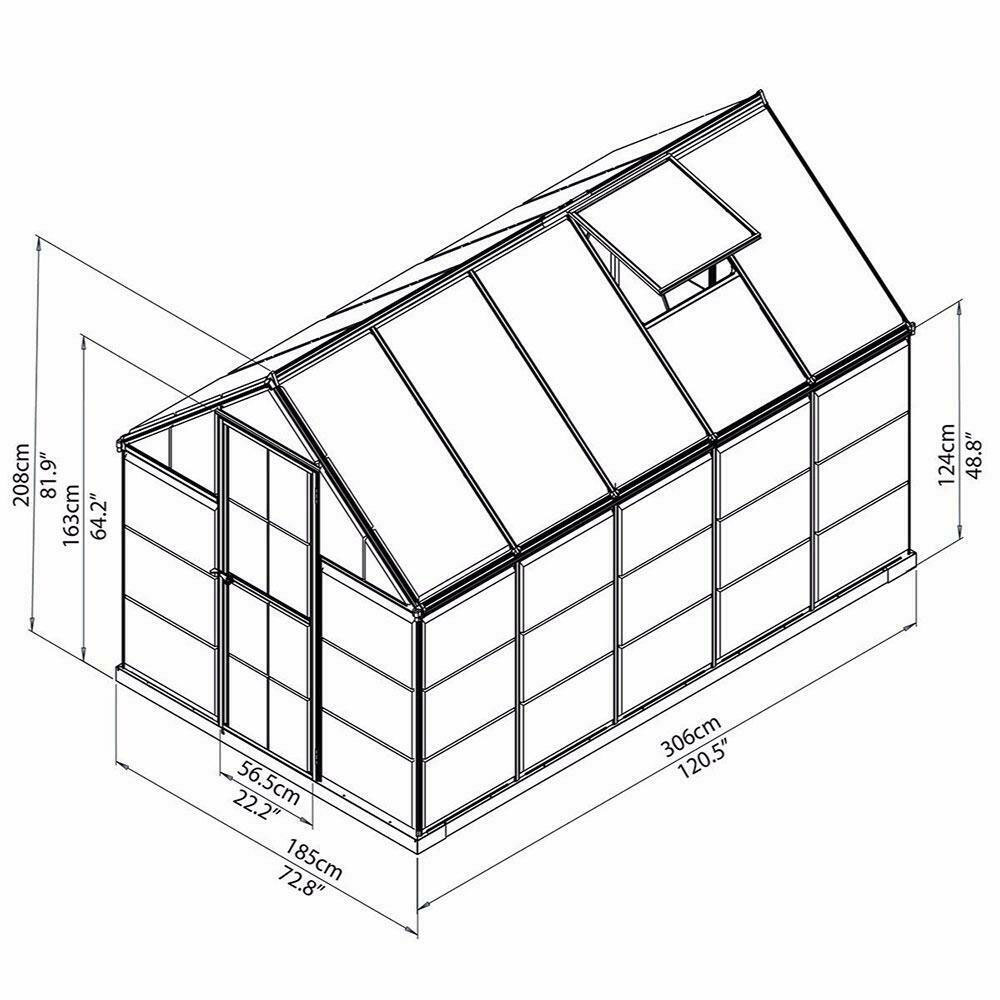 Palram Hybrid Garden Greenhouse (Sizes 6x4, 6x6, 6x8 & 6x10) - Pure ...