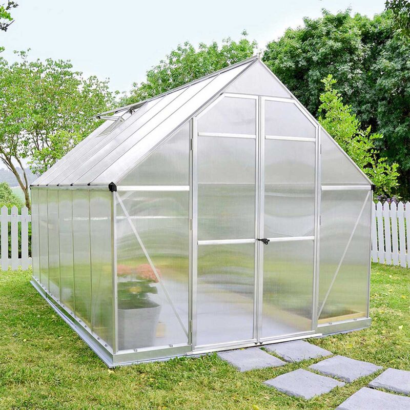 Palram Canopia Essence 8 x 12 ft Silver Garden Greenhouse - Polycarbonate