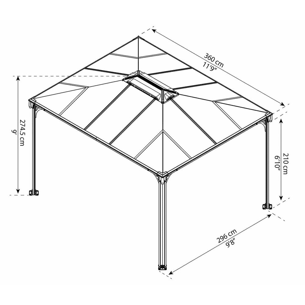 Palram Canopia Martinique Rectangular Garden Gazebo - Aluminium Frame - Image 4