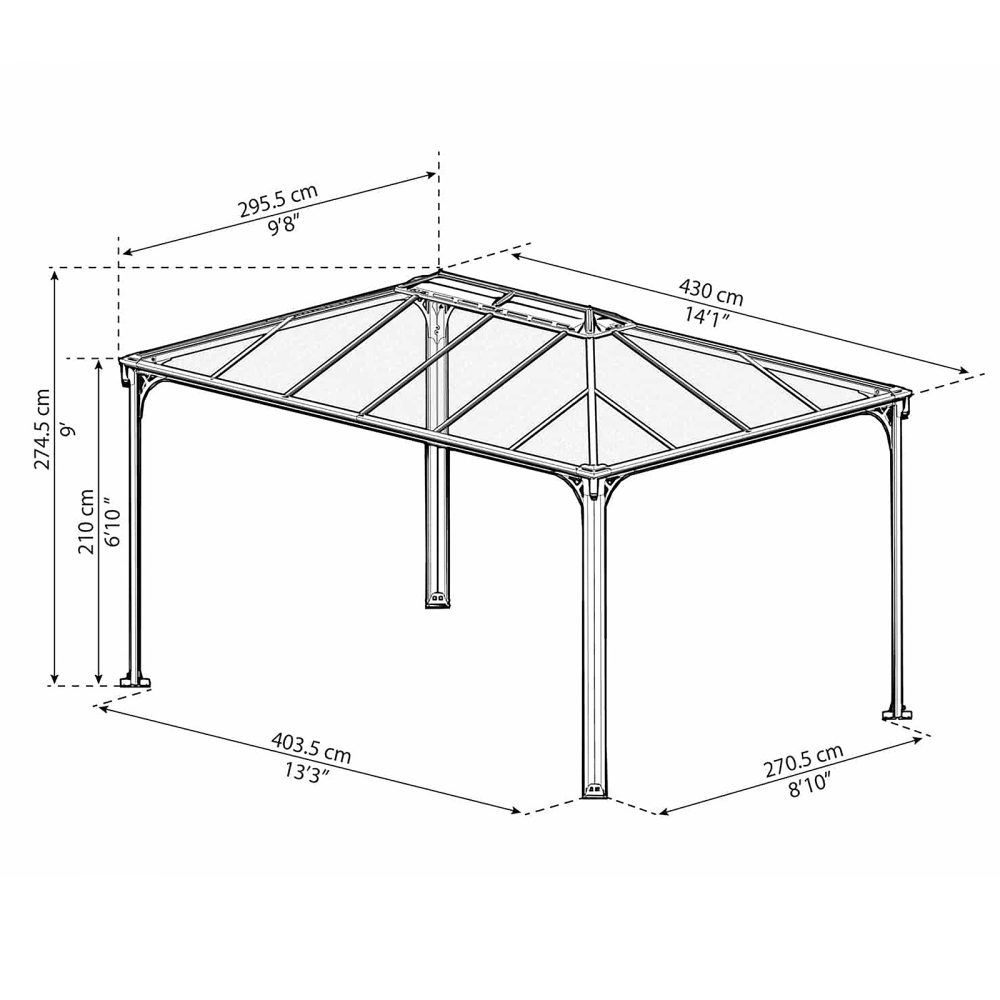 Palram Canopia Martinique Rectangular Garden Gazebo - Aluminium Frame - Image 5