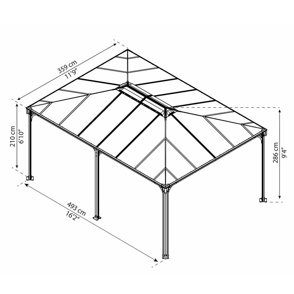 Palram Canopia Martinique Rectangular Garden Gazebo - Aluminium Frame - Image 6