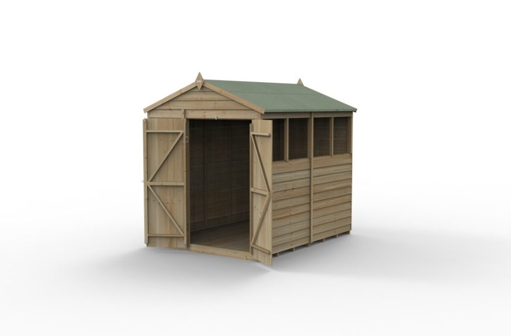 Forest 8 x 6 4Life Overlap Apex Garden Shed, Four Windows, Double Door - Image 3