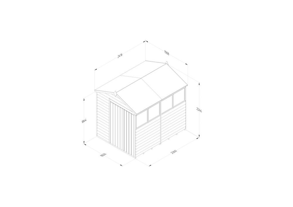 Forest 8 x 6 4Life Overlap Apex Garden Shed, Four Windows, Double Door - Image 4
