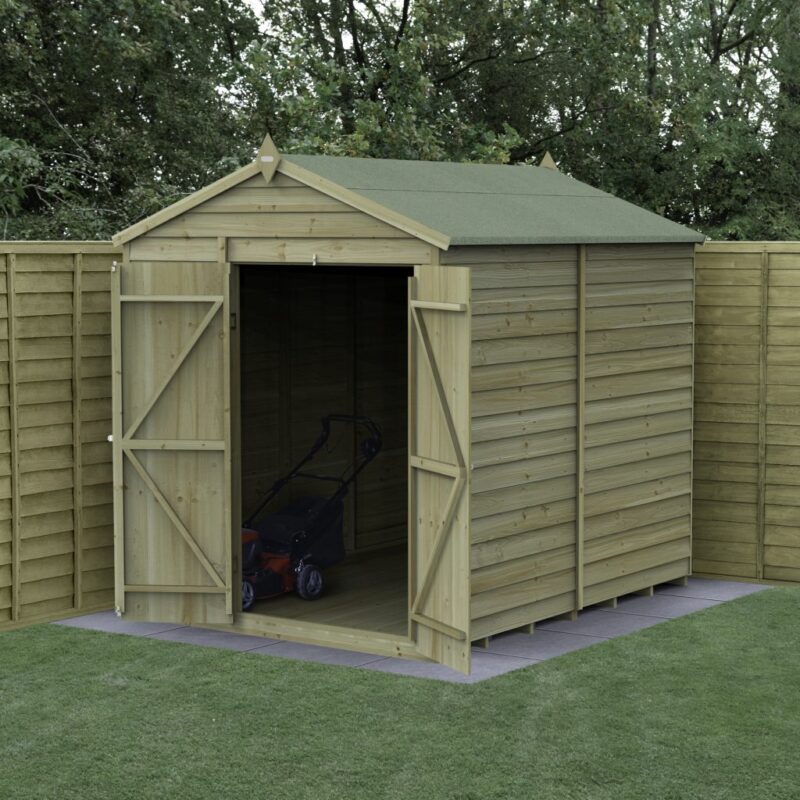 Forest 8 x 6 4Life Overlap Apex Garden Shed No Window, Double Door