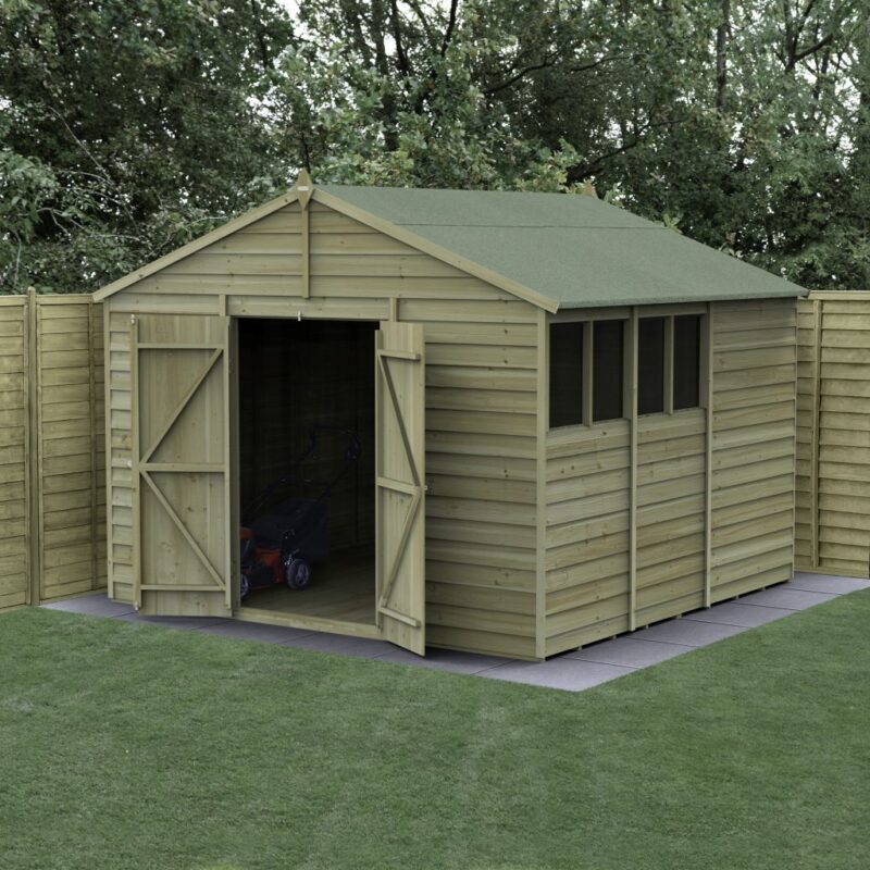Forest 10 x 10 4Life Overlap Apex Garden Shed, Double Door
