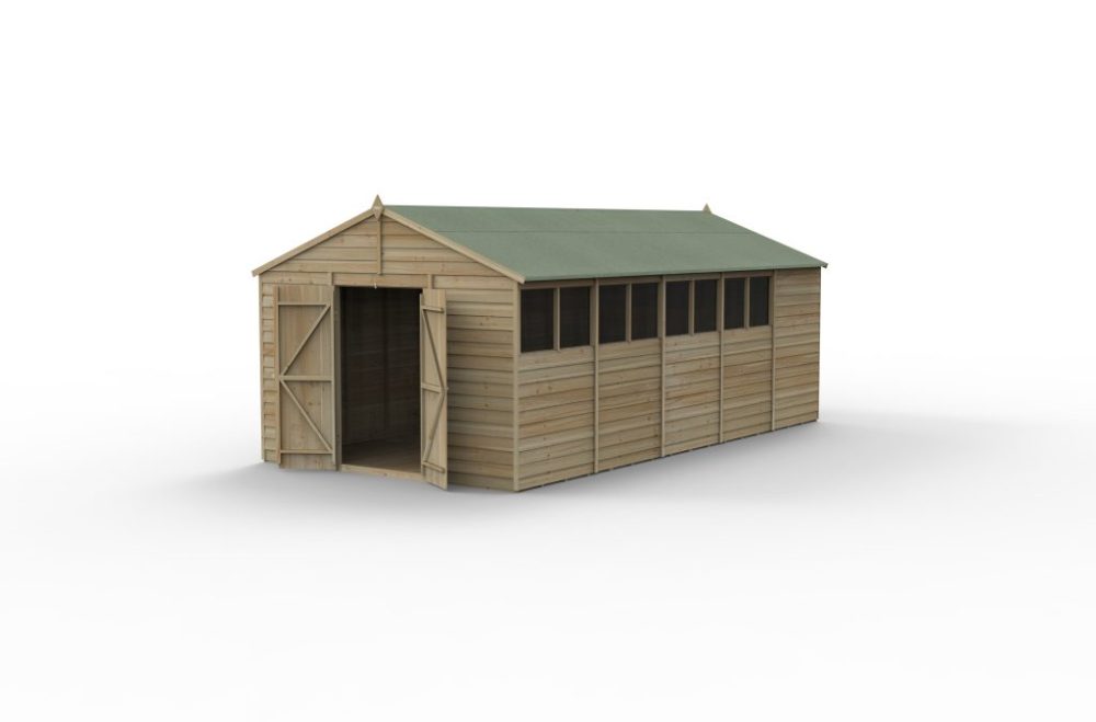 Forest 10 x 20 4Life Overlap Apex Garden Shed, With Double Door - Image 10
