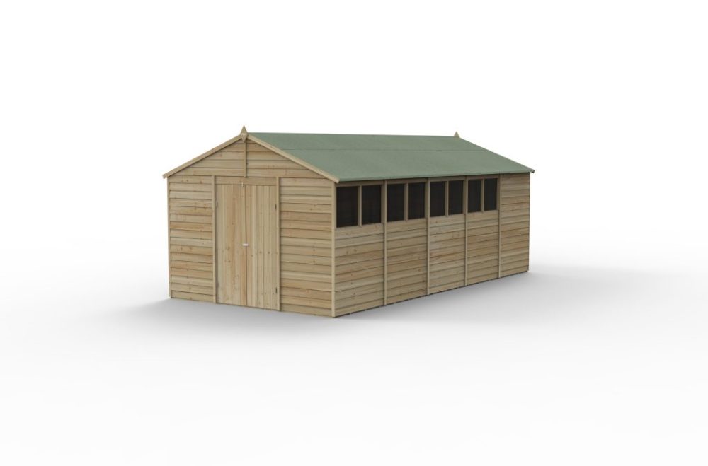 Forest 10 x 20 4Life Overlap Apex Garden Shed, With Double Door - Image 11