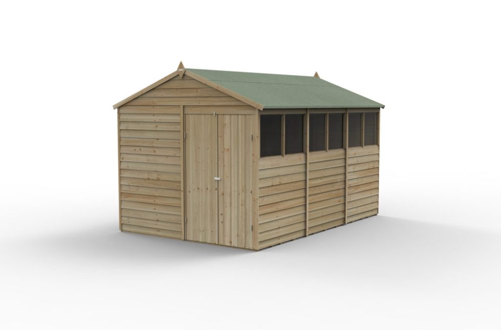 Forest 12 x 8 4Life Overlap Apex Garden Shed, Double Door - Image 3