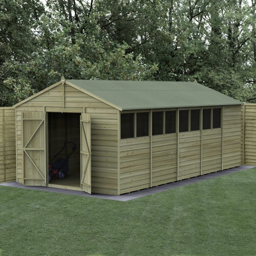 Forest 10 x 20 4Life Overlap Apex Garden Shed, With Double Door