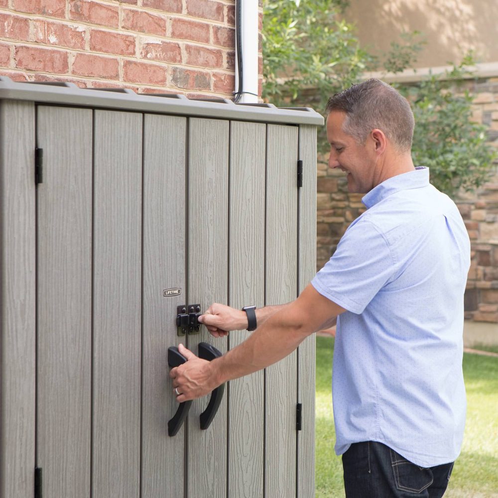 Lifetime Vertical Storage Shed in Brown (53 Cubic Feet) - Outdoor Garden Unit - Image 4