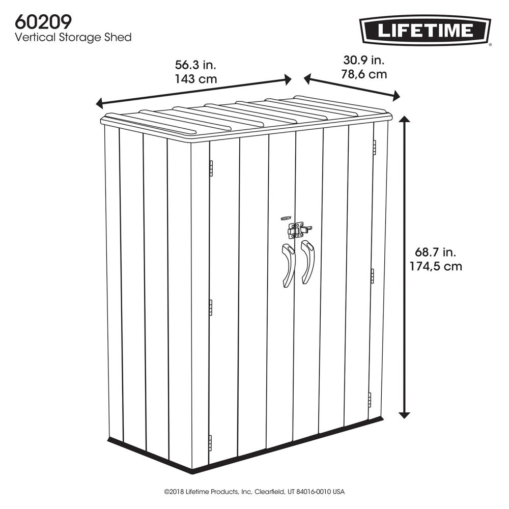 Lifetime Vertical Storage Shed in Brown (53 Cubic Feet) - Outdoor Garden Unit - Image 6