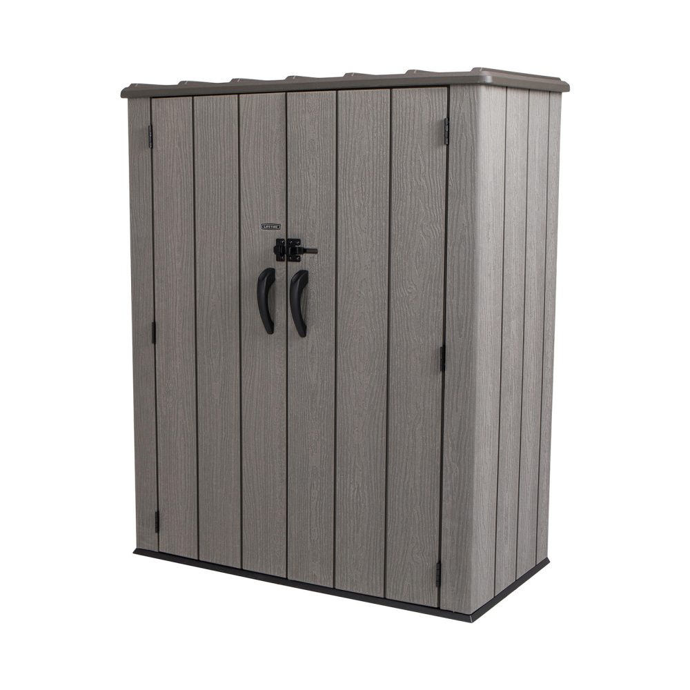 Lifetime Vertical Storage Shed in Brown (53 Cubic Feet) - Outdoor Garden Unit