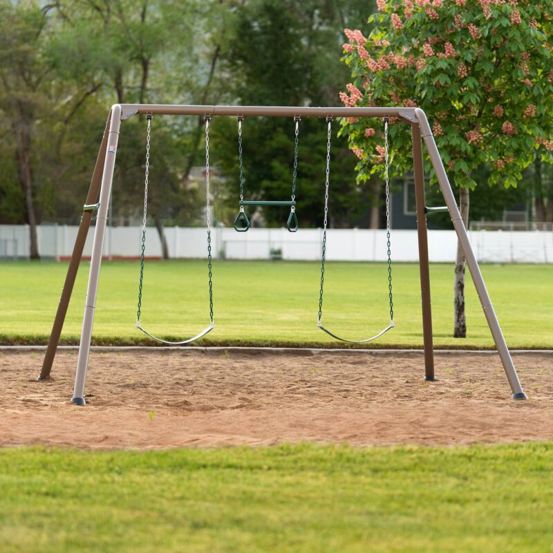 Lifetime Garden Swing Set - Outdoor Childrens Playground Swings with Trapeze